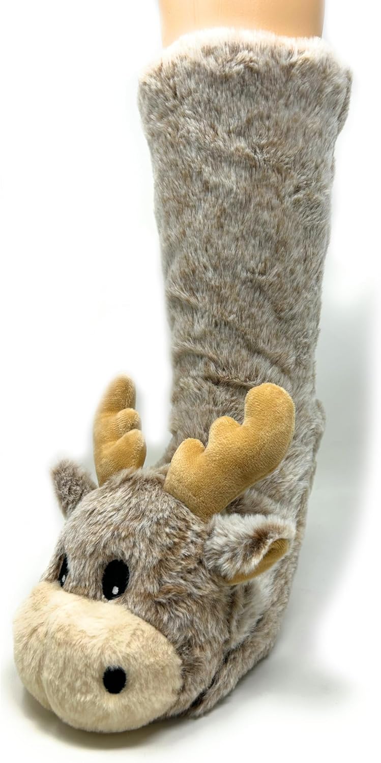 ooohyeah Kids’ Funny Fuzzy Animal Slipper Socks, Cute Soft Non-Slip Warm Socks for Girls & Boys, Size 1-5 - Image 5